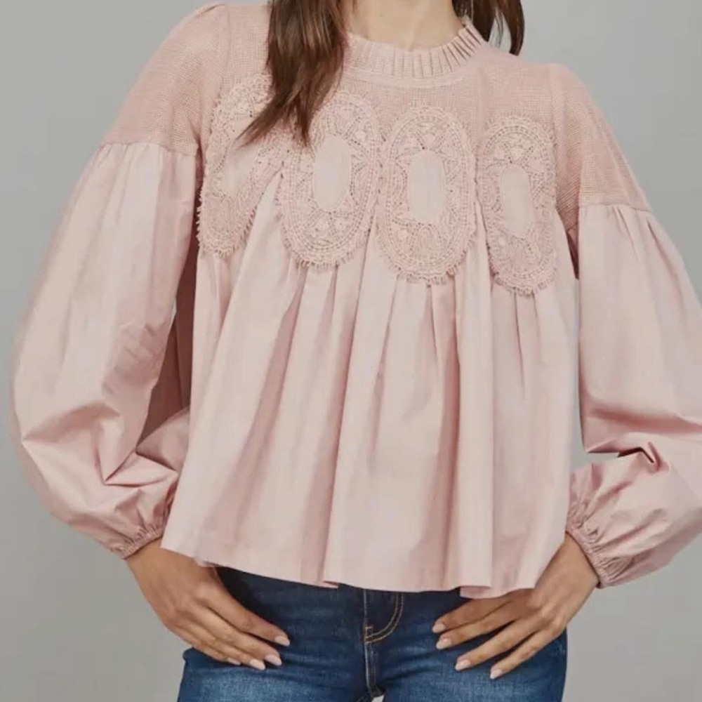 Fate Blush Pink Lace Detail Blouse - New without tags